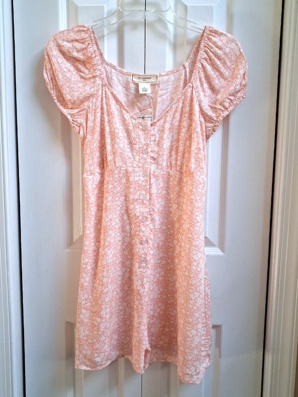 NWT No Comment Orange/White Ditsy Floral Romper sz S